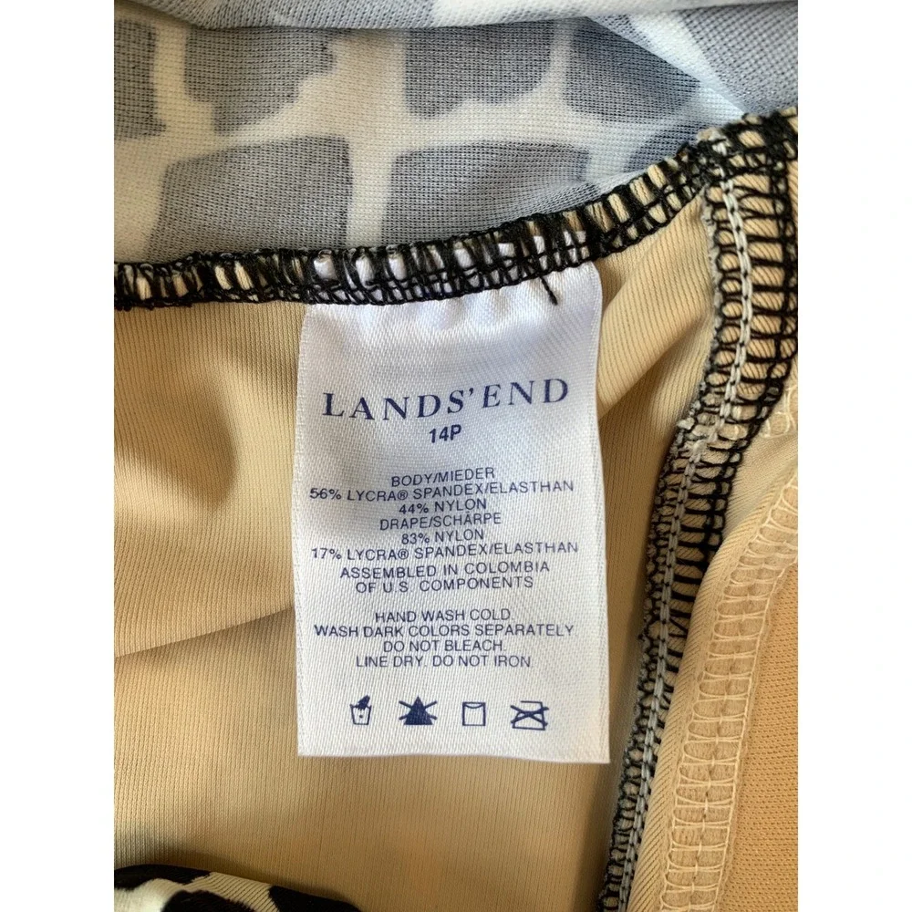Lands End Slender Suit Grecian Adjustable Geometric One Piece Bathing Suit / 12P